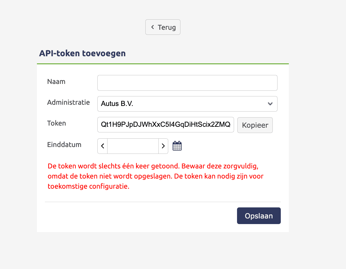 API-token aanmaken