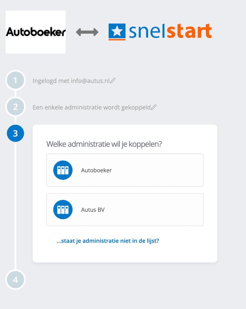 Stap 3 — Administratie kiezen